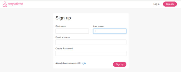 OnPatient account sign up